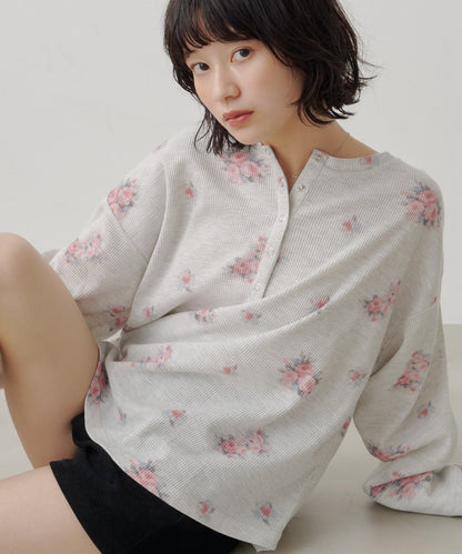 [純色/碎花] Kastane Back Design Waffle Henley Tee - Image 32