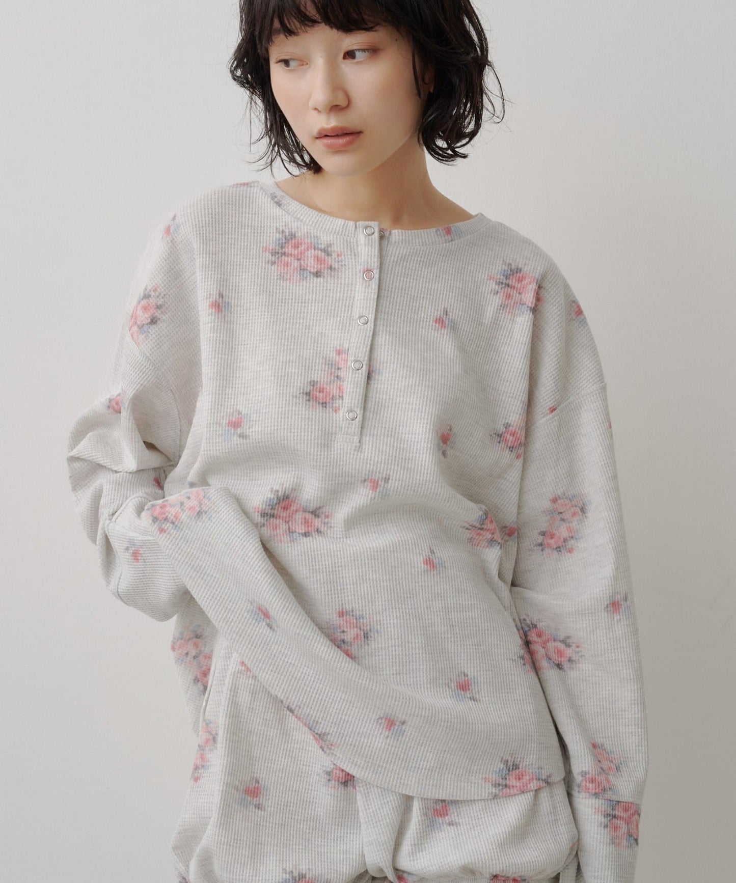 [純色/碎花] Kastane Back Design Waffle Henley Tee - Image 34