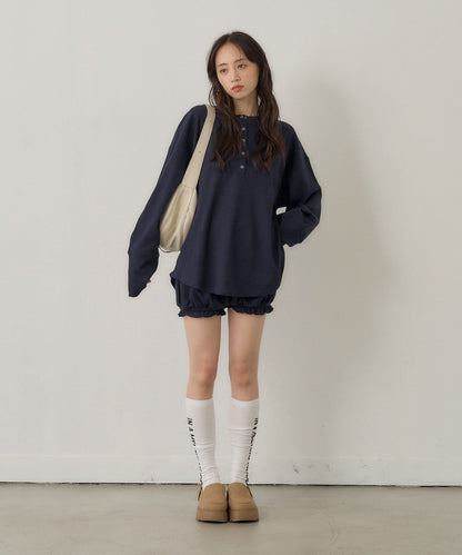 [純色/碎花] Kastane Back Design Waffle Henley Tee - Image 50