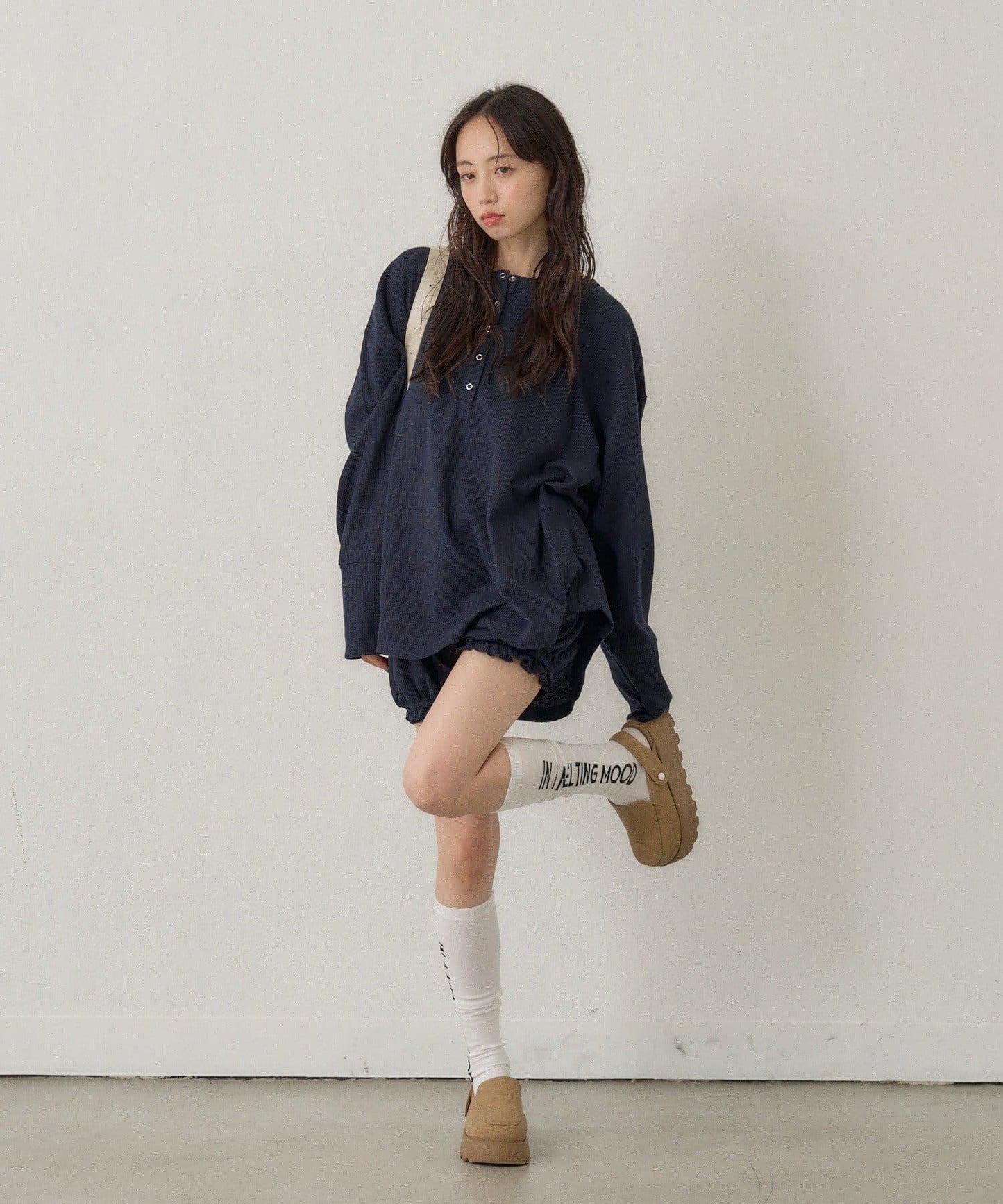 [純色/碎花] Kastane Back Design Waffle Henley Tee - Image 51