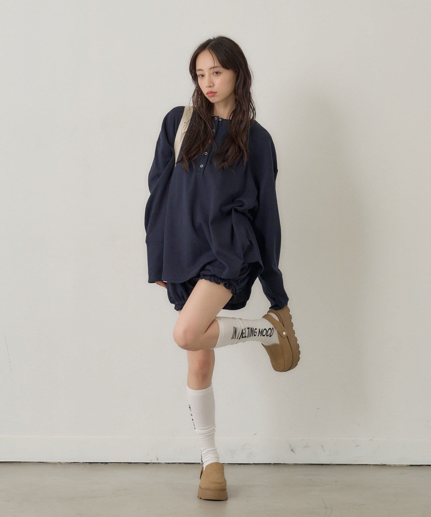 [純色/碎花] Kastane Back Design Waffle Henley Tee - Image 51