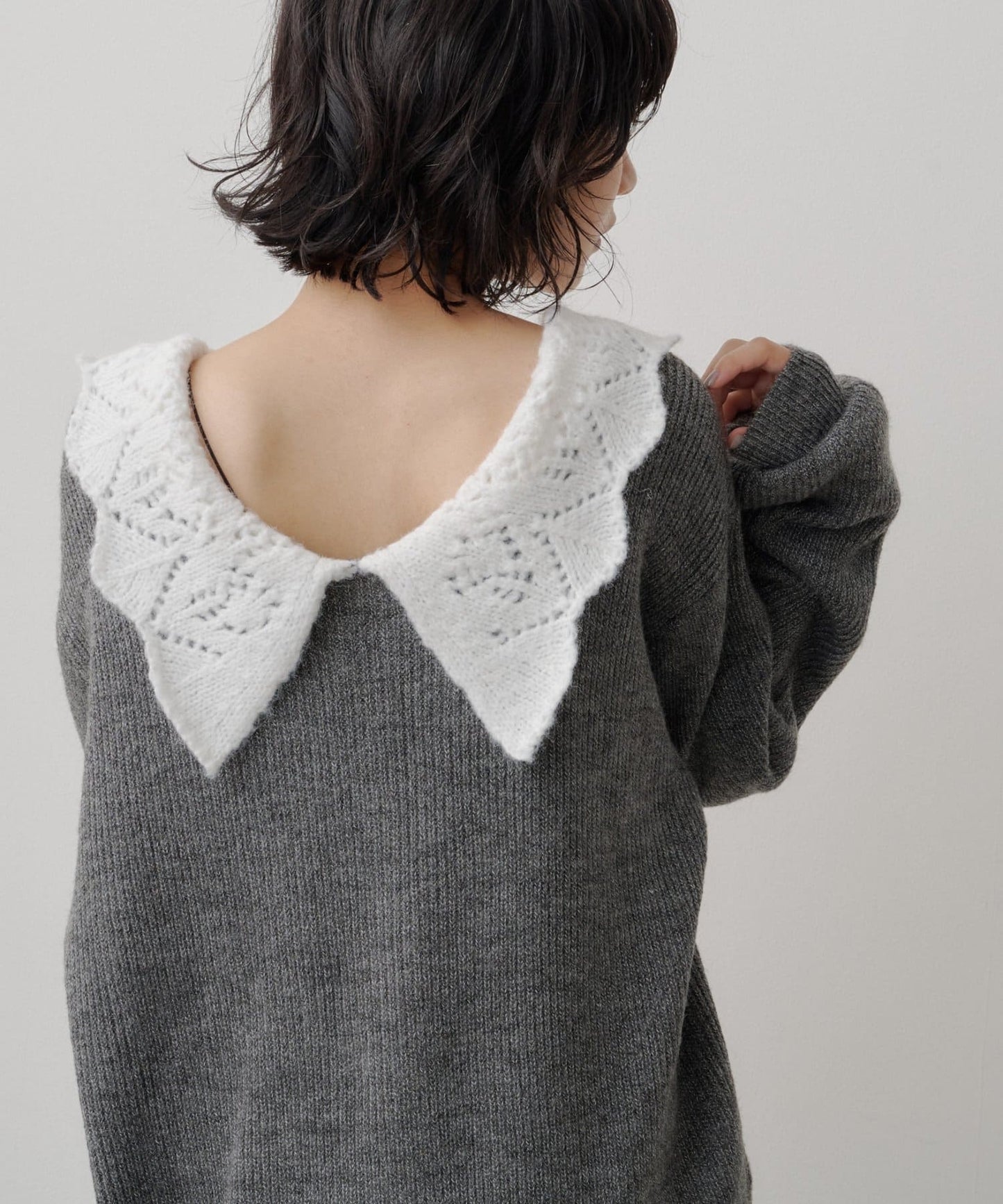 Kastane Lace Collar Knit Cardigan - Image 5