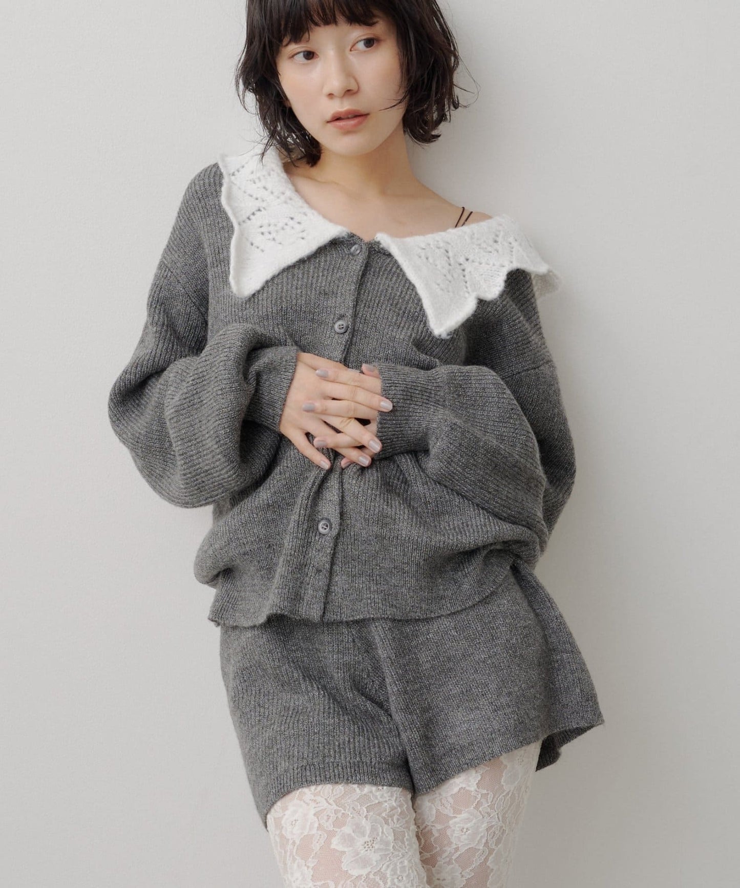 Kastane Lace Collar Knit Cardigan - Image 6