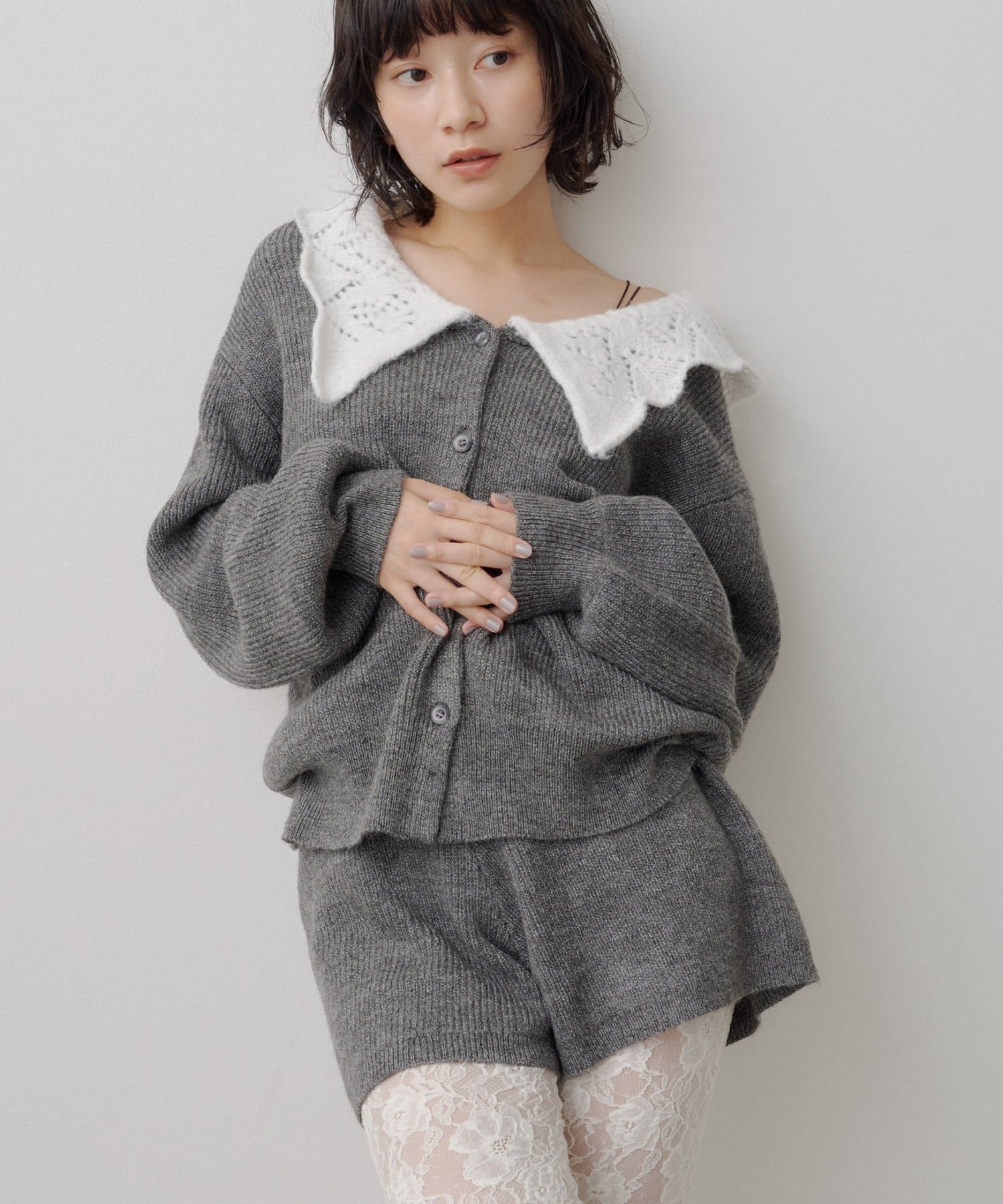Kastane Lace Collar Knit Cardigan - Image 6