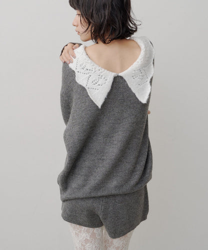 Kastane Lace Collar Knit Cardigan - Image 7