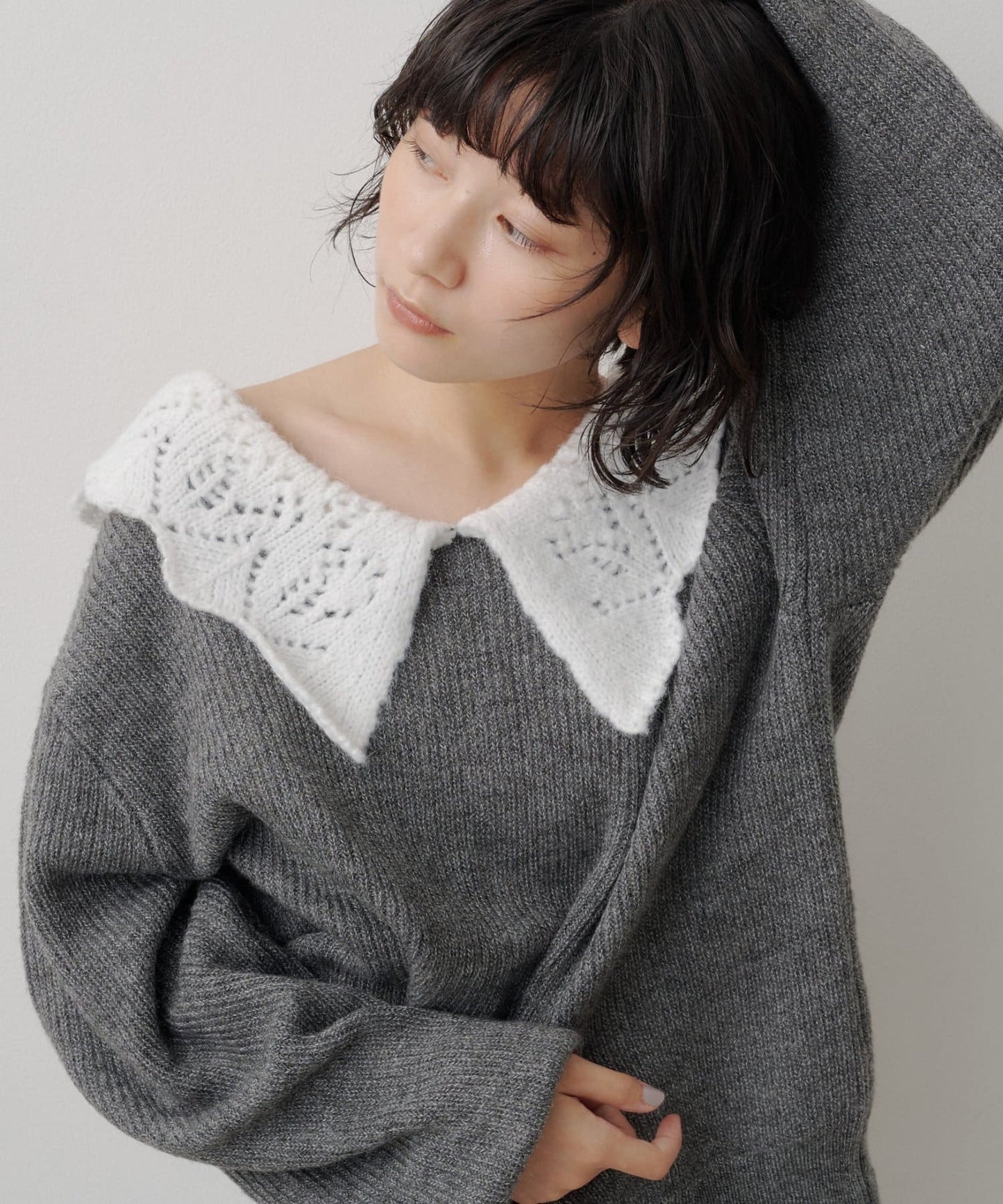 Kastane Lace Collar Knit Cardigan - Image 9