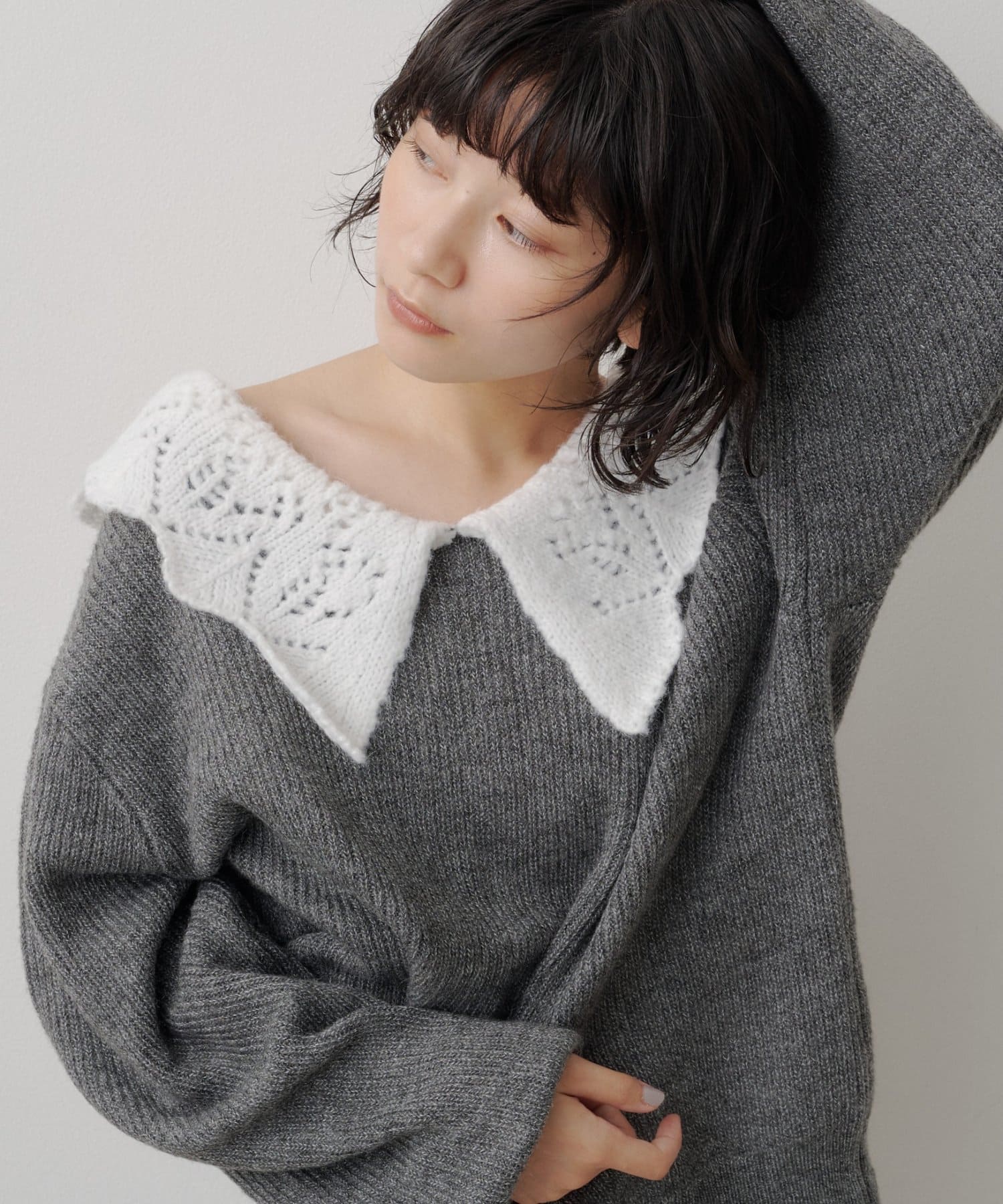 Kastane Lace Collar Knit Cardigan - Image 9