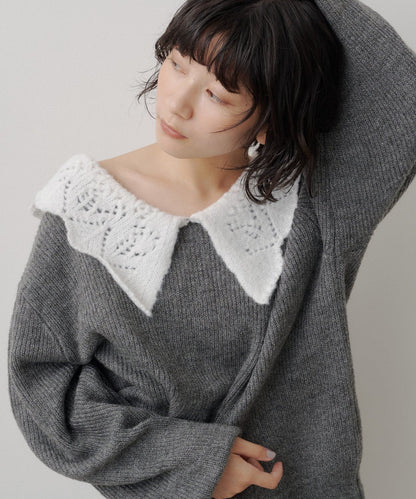 Kastane Lace Collar Knit Cardigan - Image 9