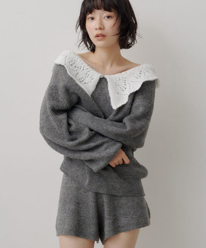 Kastane Lace Collar Knit Cardigan - Image 10