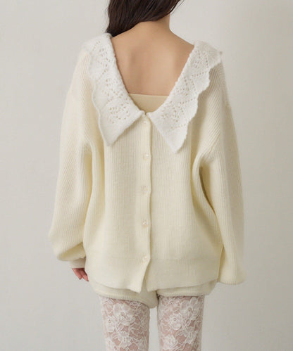 Kastane Lace Collar Knit Cardigan - Image 25