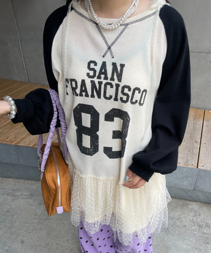 HELLO.SANFRANCISCO Waffle Logo Tulle Hoodie Tunic - Image 13