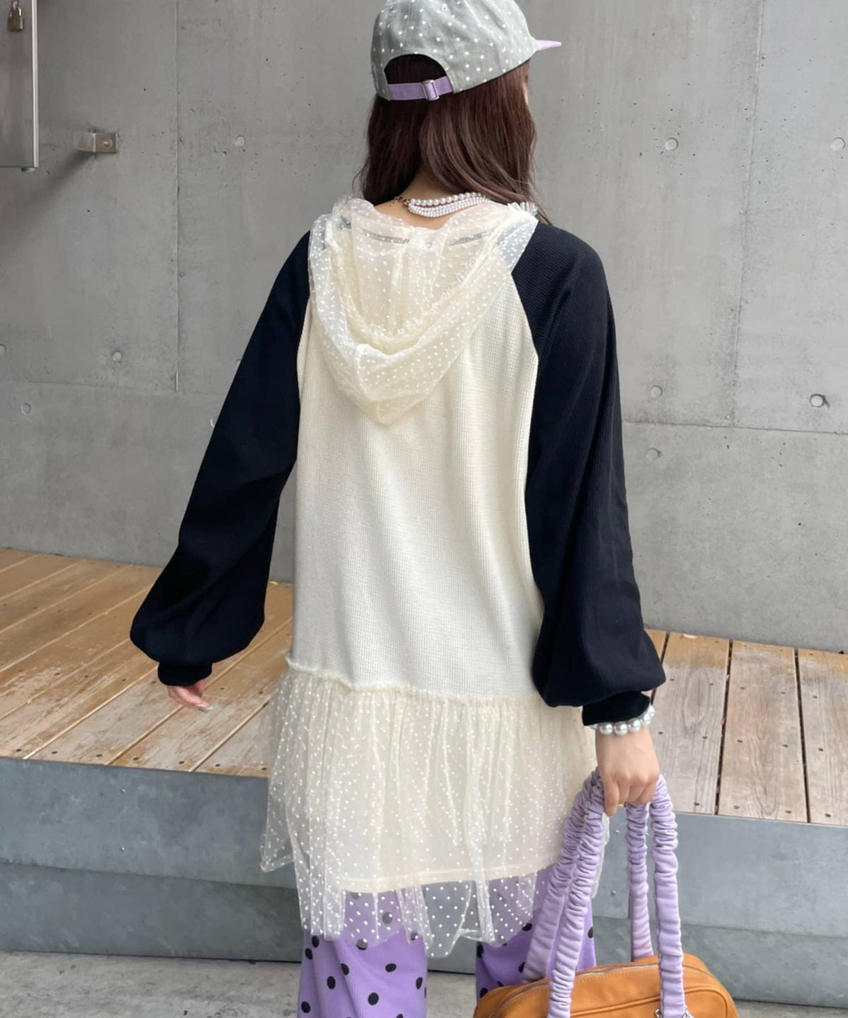 HELLO.SANFRANCISCO Waffle Logo Tulle Hoodie Tunic - Image 7