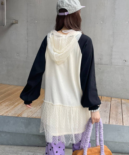 HELLO.SANFRANCISCO Waffle Logo Tulle Hoodie Tunic - Image 7
