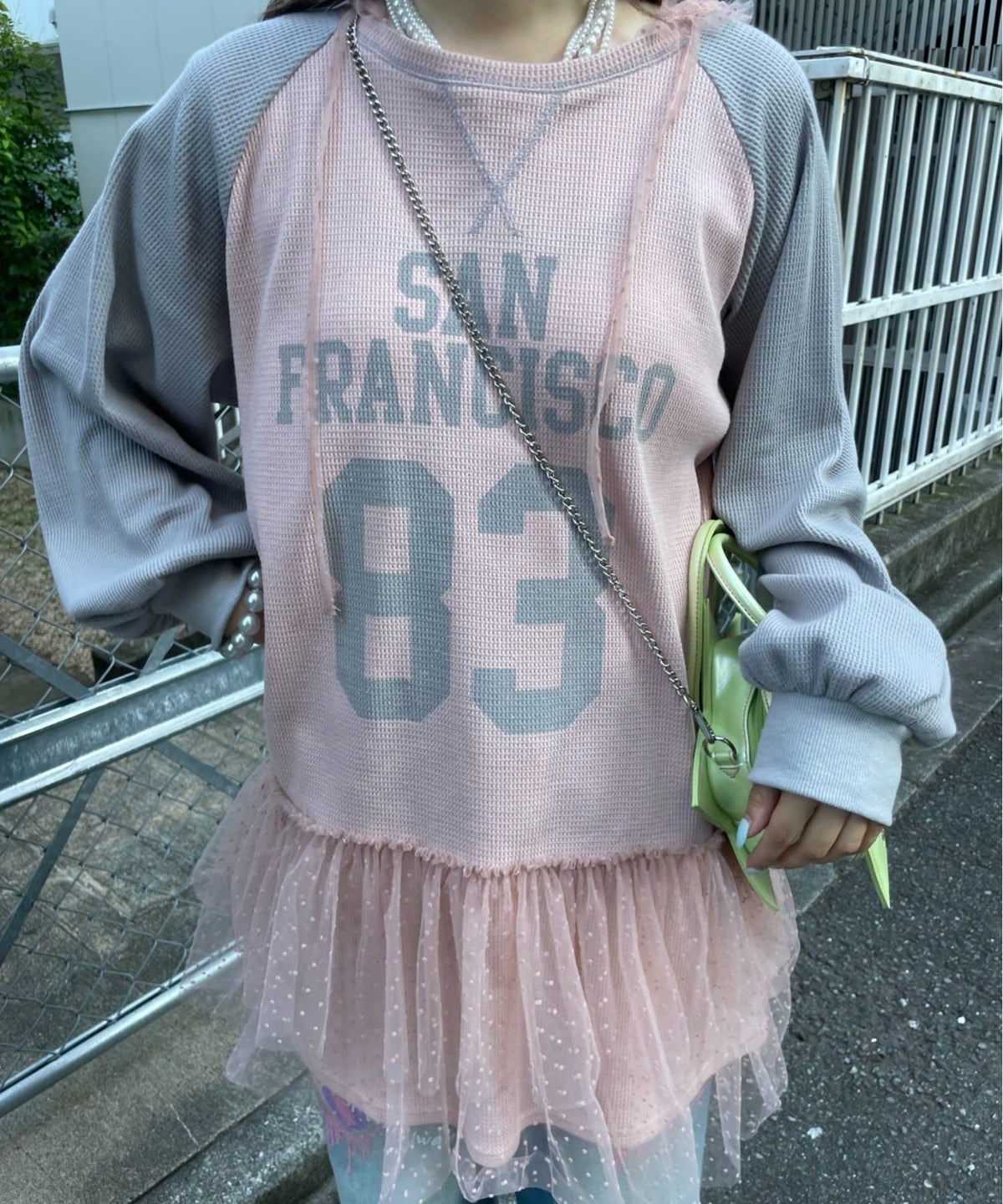 HELLO.SANFRANCISCO Waffle Logo Tulle Hoodie Tunic - Image 23