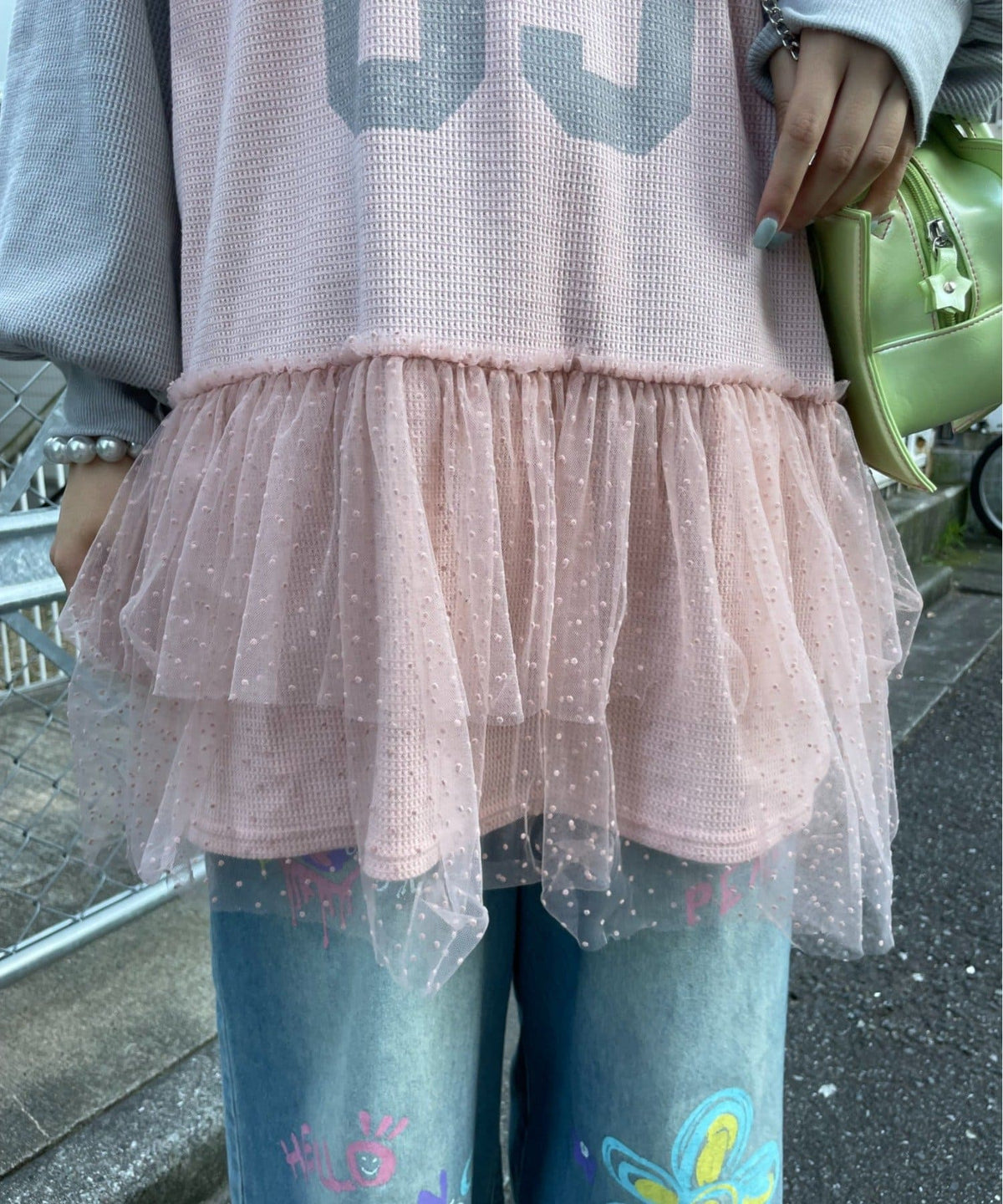 HELLO.SANFRANCISCO Waffle Logo Tulle Hoodie Tunic - Image 24