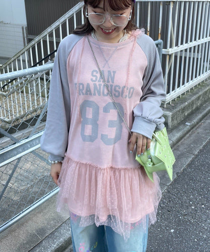 HELLO.SANFRANCISCO Waffle Logo Tulle Hoodie Tunic - Image 15