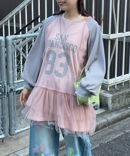 HELLO.SANFRANCISCO Waffle Logo Tulle Hoodie Tunic - Image 16