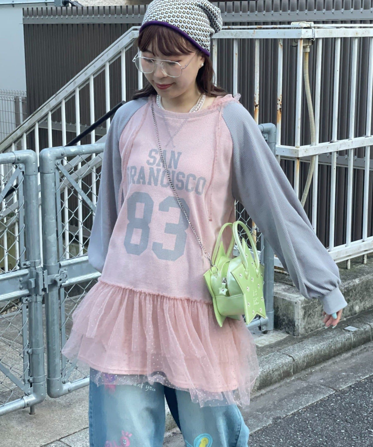 HELLO.SANFRANCISCO Waffle Logo Tulle Hoodie Tunic - Image 17