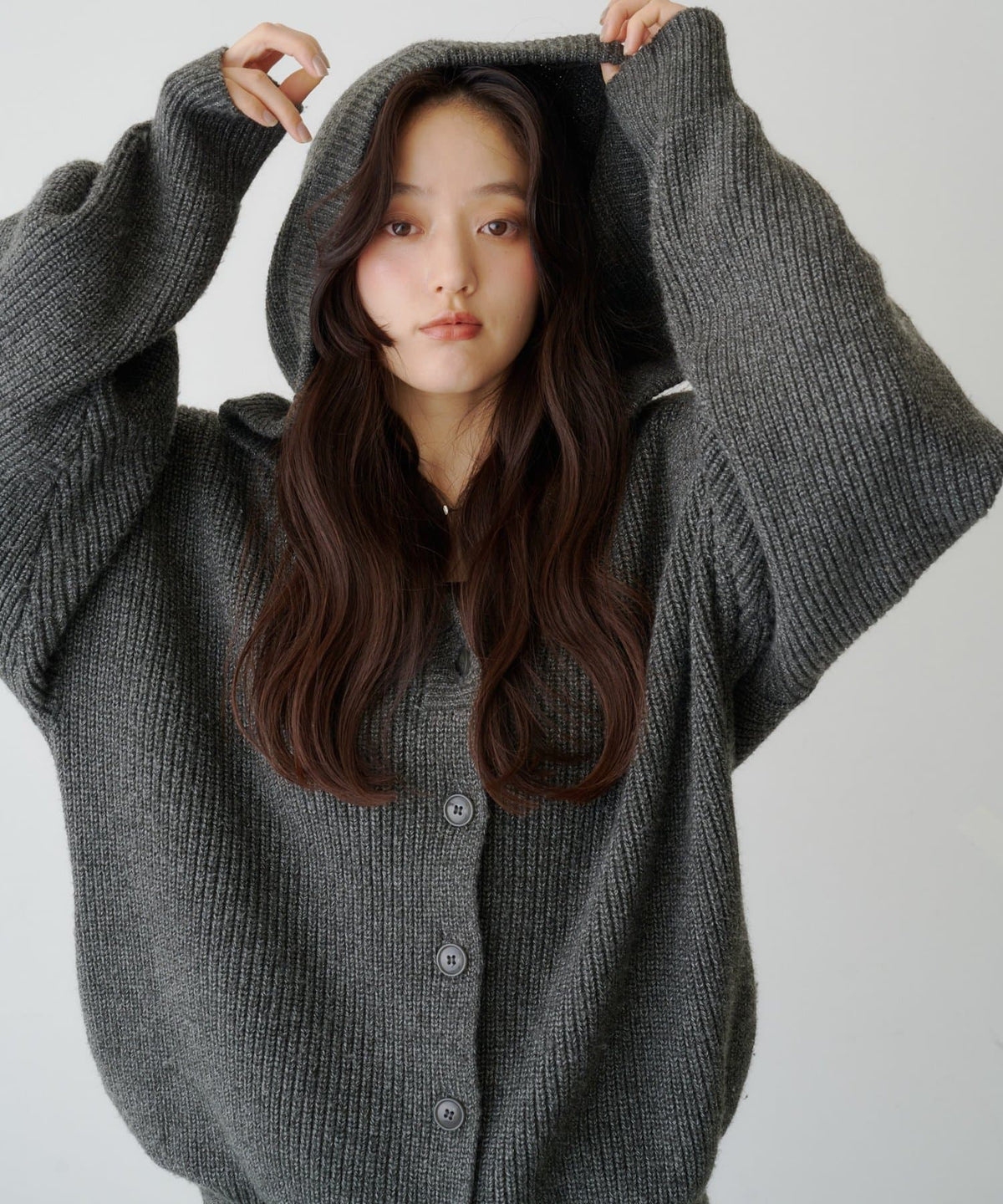 Kastane Voluminous hooded knit cardigan - Image 1