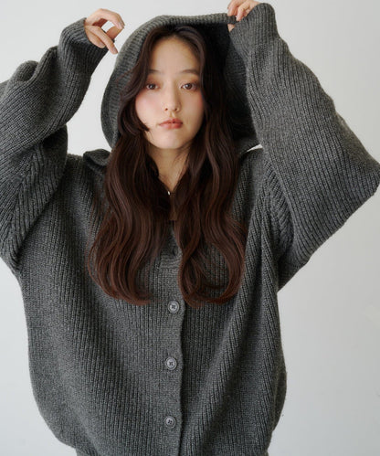 Kastane Voluminous hooded knit cardigan - Image 1