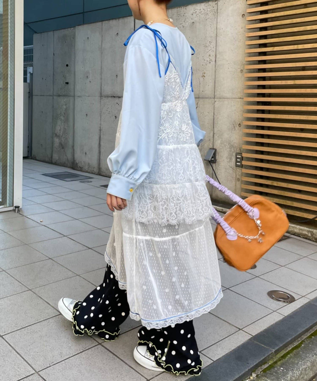 HELLO.SANFRANCISCO 撞色不對稱蕾絲吊帶連身裙 - Image 6