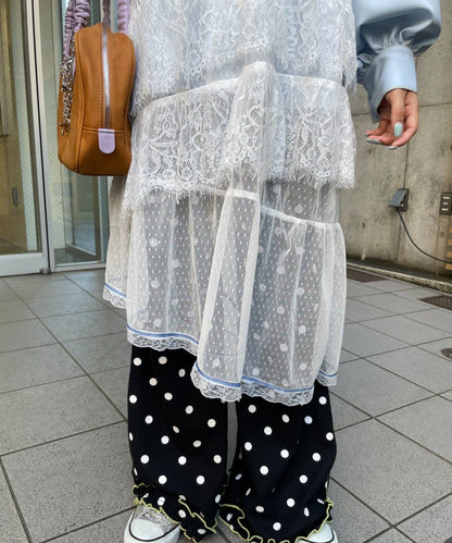 HELLO.SANFRANCISCO 撞色不對稱蕾絲吊帶連身裙 - Image 9