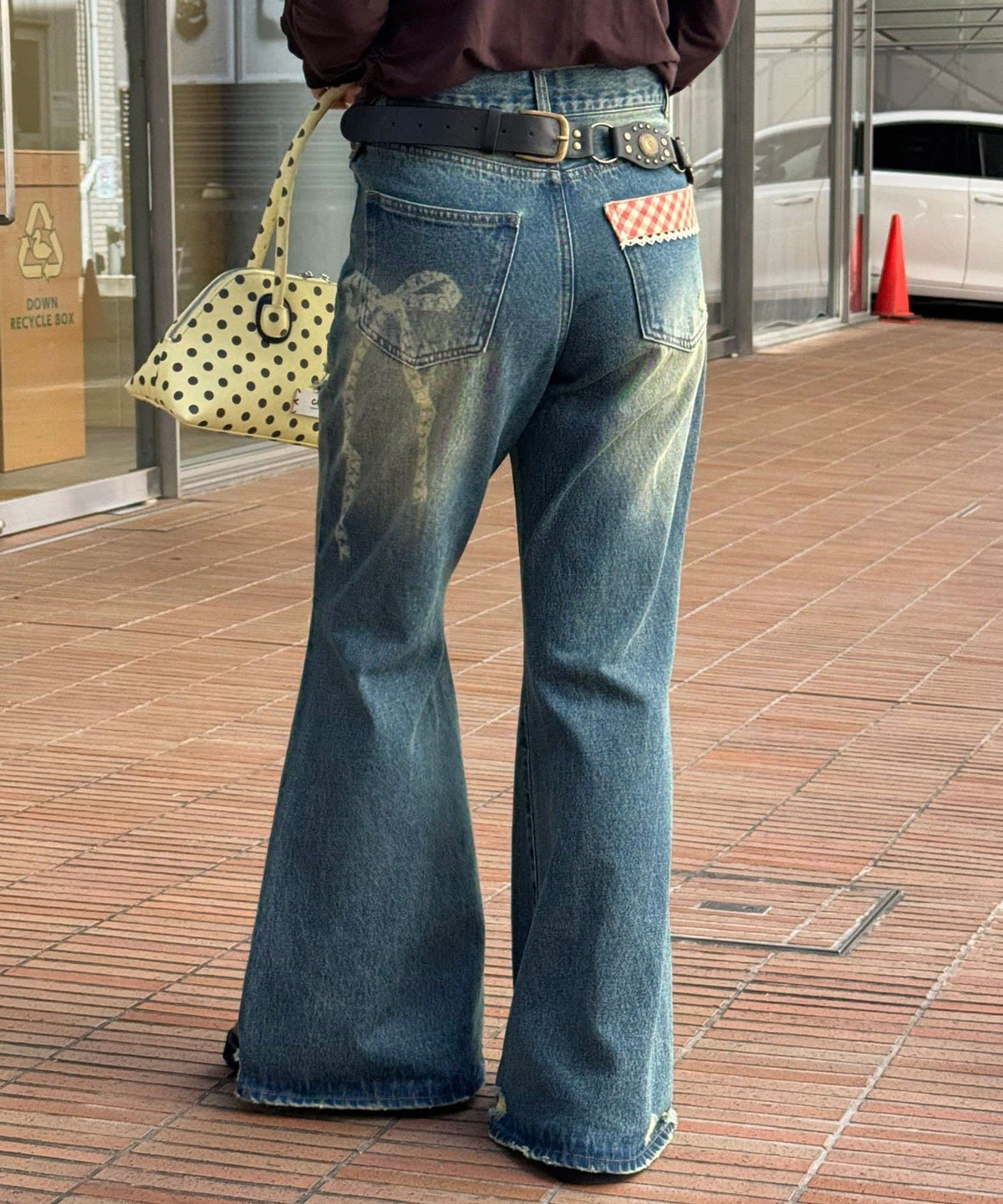 CIAOPANIC Vintage Ribbon print denim 喇叭褲 - Image 2