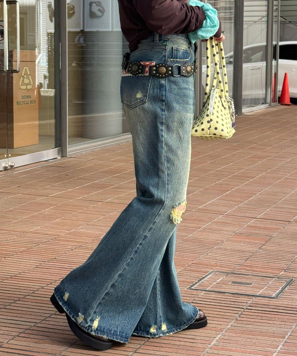 CIAOPANIC Vintage Ribbon print denim 喇叭褲 - Image 12