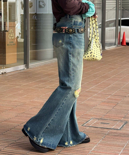 CIAOPANIC Vintage Ribbon print denim 喇叭褲 - Image 12