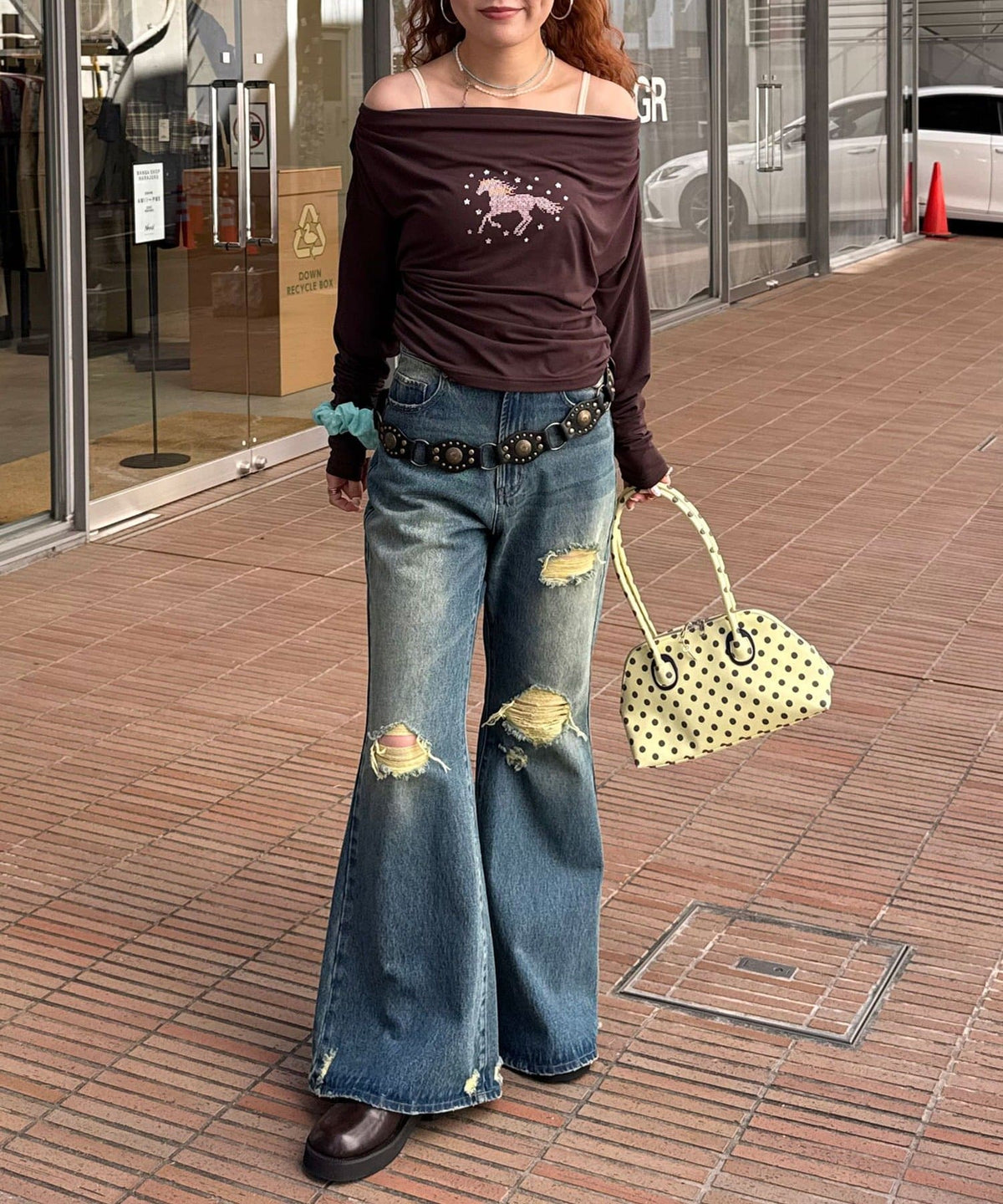 CIAOPANIC Vintage Ribbon print denim 喇叭褲 - Image 14