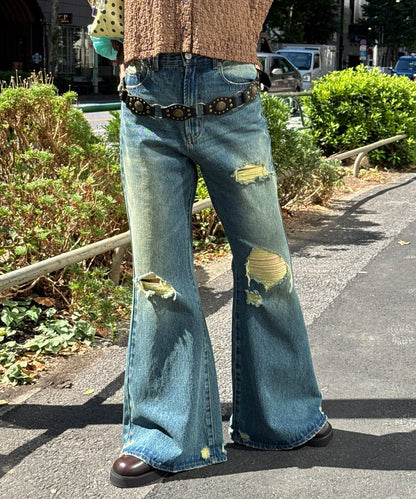 CIAOPANIC Vintage Ribbon print denim 喇叭褲 - Image 17