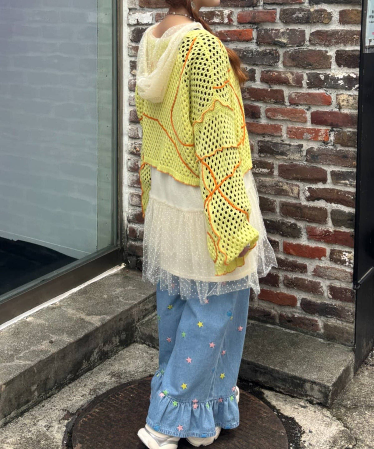 HELLO.SANFRANCISCO Wavy Mesh Ribbon Cardigan - Image 8