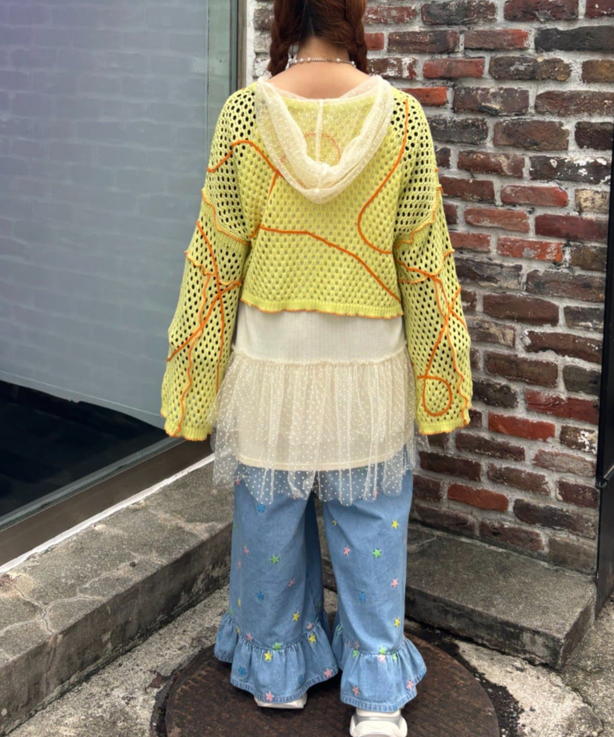 HELLO.SANFRANCISCO Wavy Mesh Ribbon Cardigan - Image 9