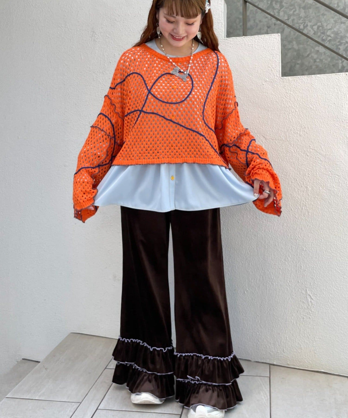 HELLO.SANFRANCISCO Wavy Mesh Ribbon Cardigan - Image 15