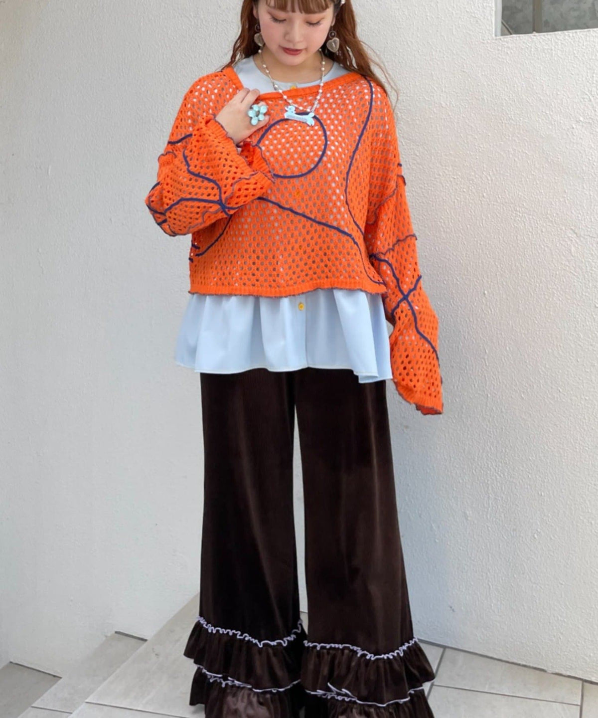 HELLO.SANFRANCISCO Wavy Mesh Ribbon Cardigan - Image 16