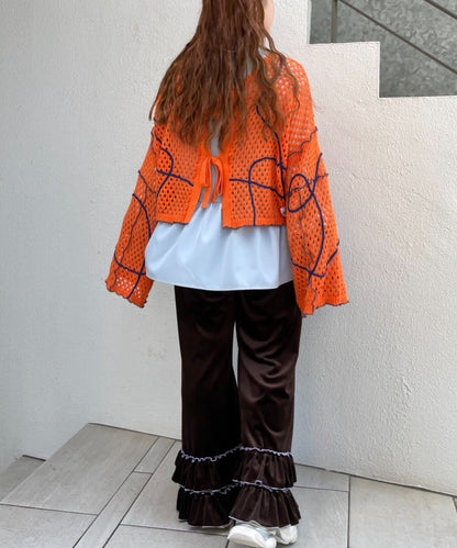 HELLO.SANFRANCISCO Wavy Mesh Ribbon Cardigan - Image 18