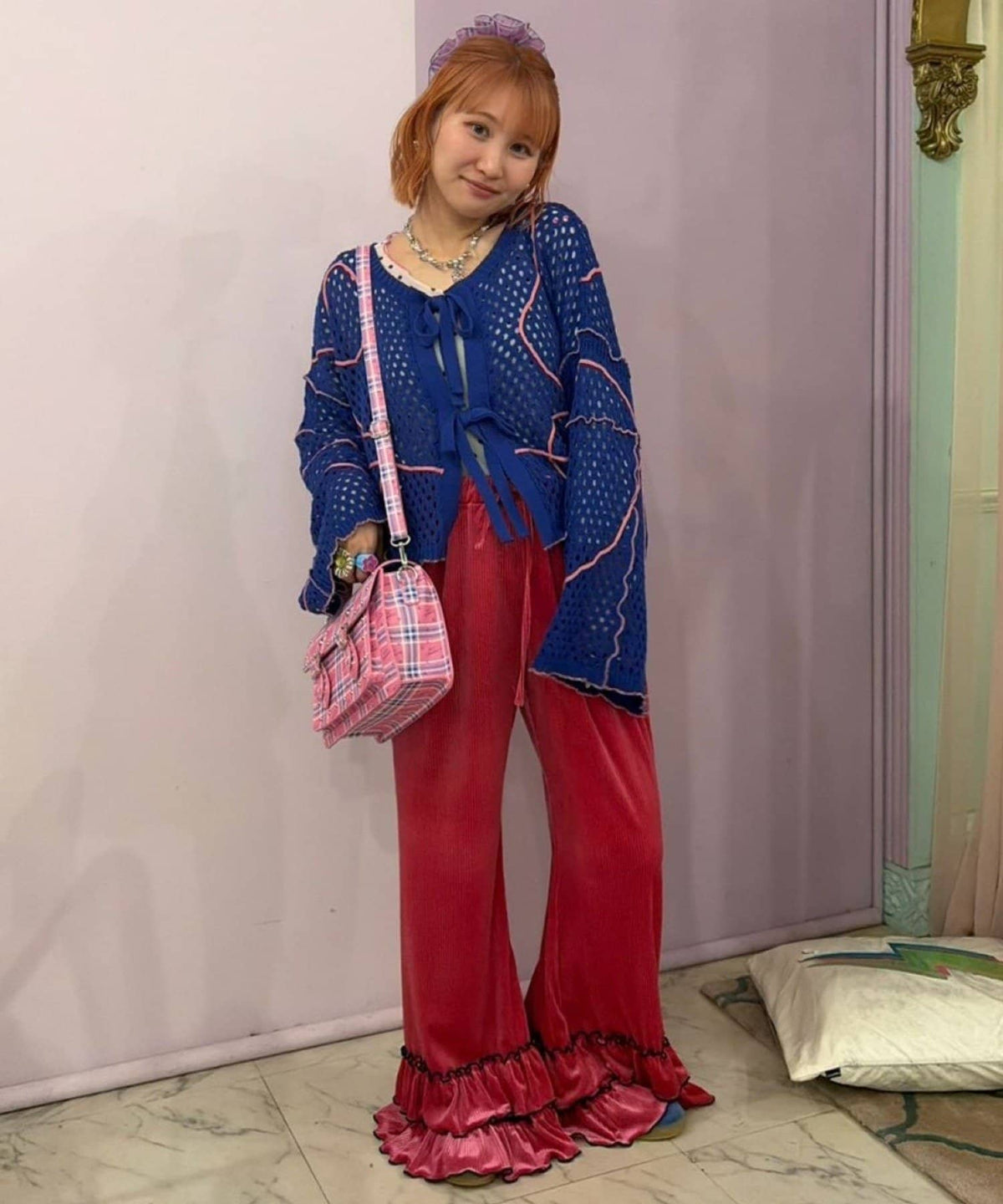 HELLO.SANFRANCISCO Wavy Mesh Ribbon Cardigan - Image 27
