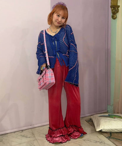 HELLO.SANFRANCISCO Wavy Mesh Ribbon Cardigan - Image 27