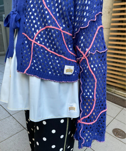 HELLO.SANFRANCISCO Wavy Mesh Ribbon Cardigan - Image 23