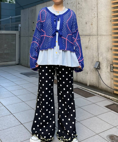 HELLO.SANFRANCISCO Wavy Mesh Ribbon Cardigan - Image 24