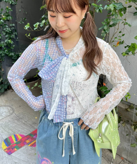 HELLO.SANFRANCISCO Lace bow tie tee - Image 2