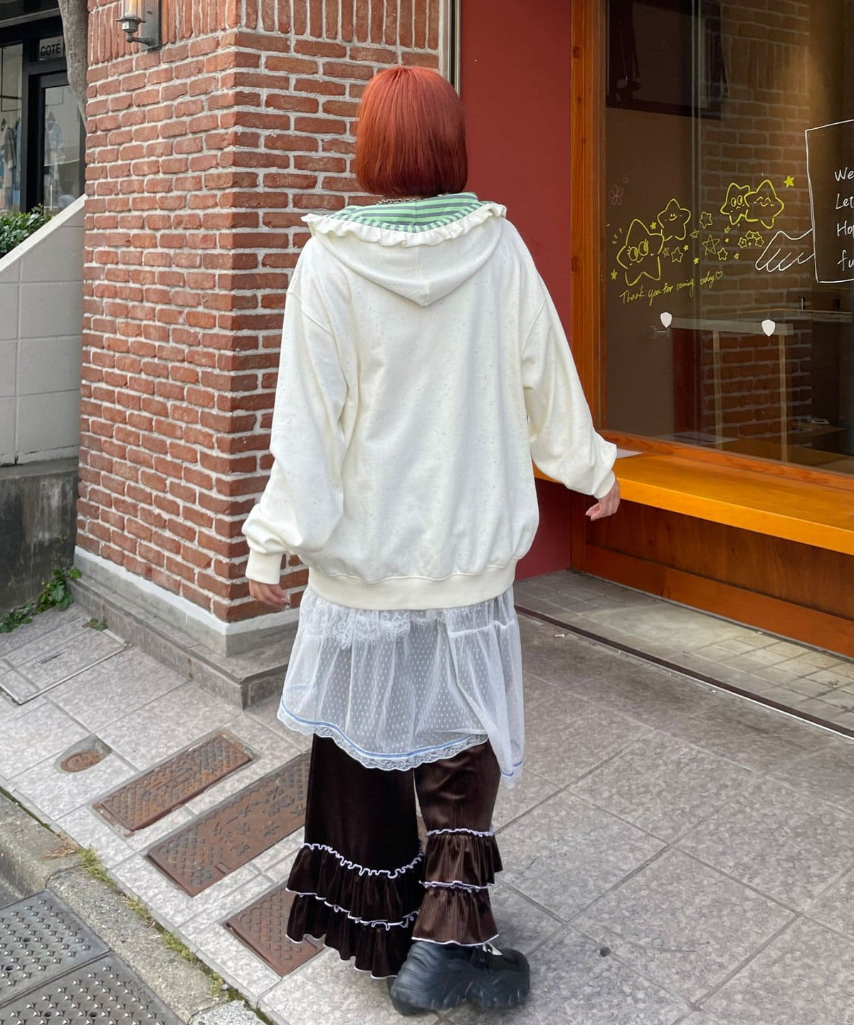 HELLO.SANFRANCISCO 橫紋Ruffle邊Double Zip Hoodie - Image 13