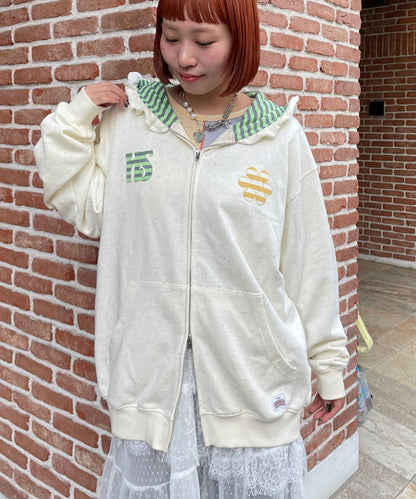 HELLO.SANFRANCISCO 橫紋Ruffle邊Double Zip Hoodie - Image 5