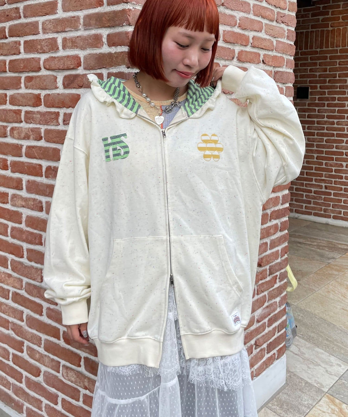 HELLO.SANFRANCISCO 橫紋Ruffle邊Double Zip Hoodie - Image 8