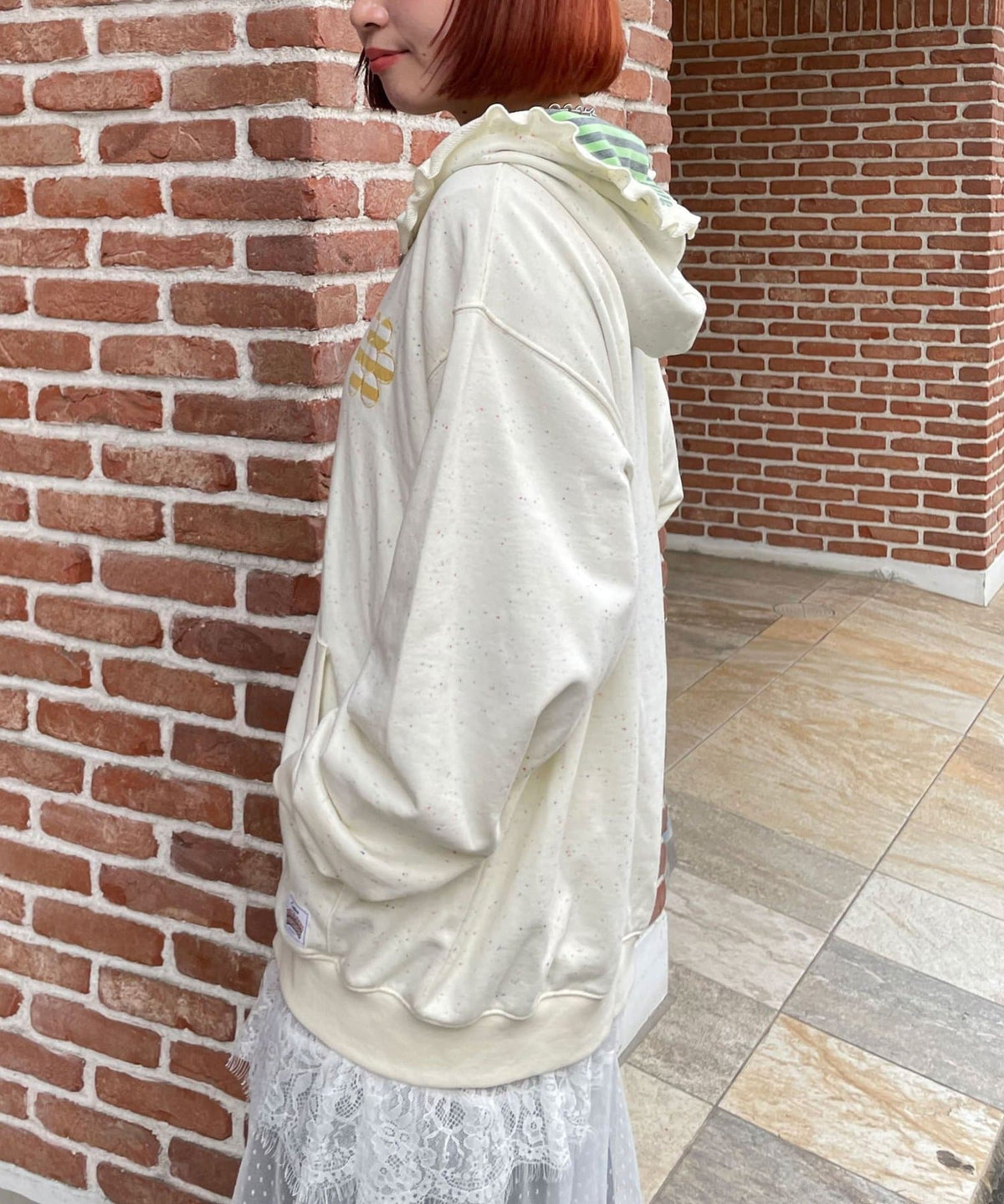 HELLO.SANFRANCISCO 橫紋Ruffle邊Double Zip Hoodie - Image 9