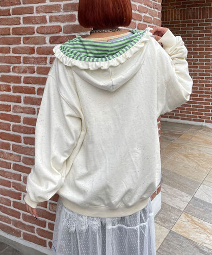 HELLO.SANFRANCISCO 橫紋Ruffle邊Double Zip Hoodie - Image 10