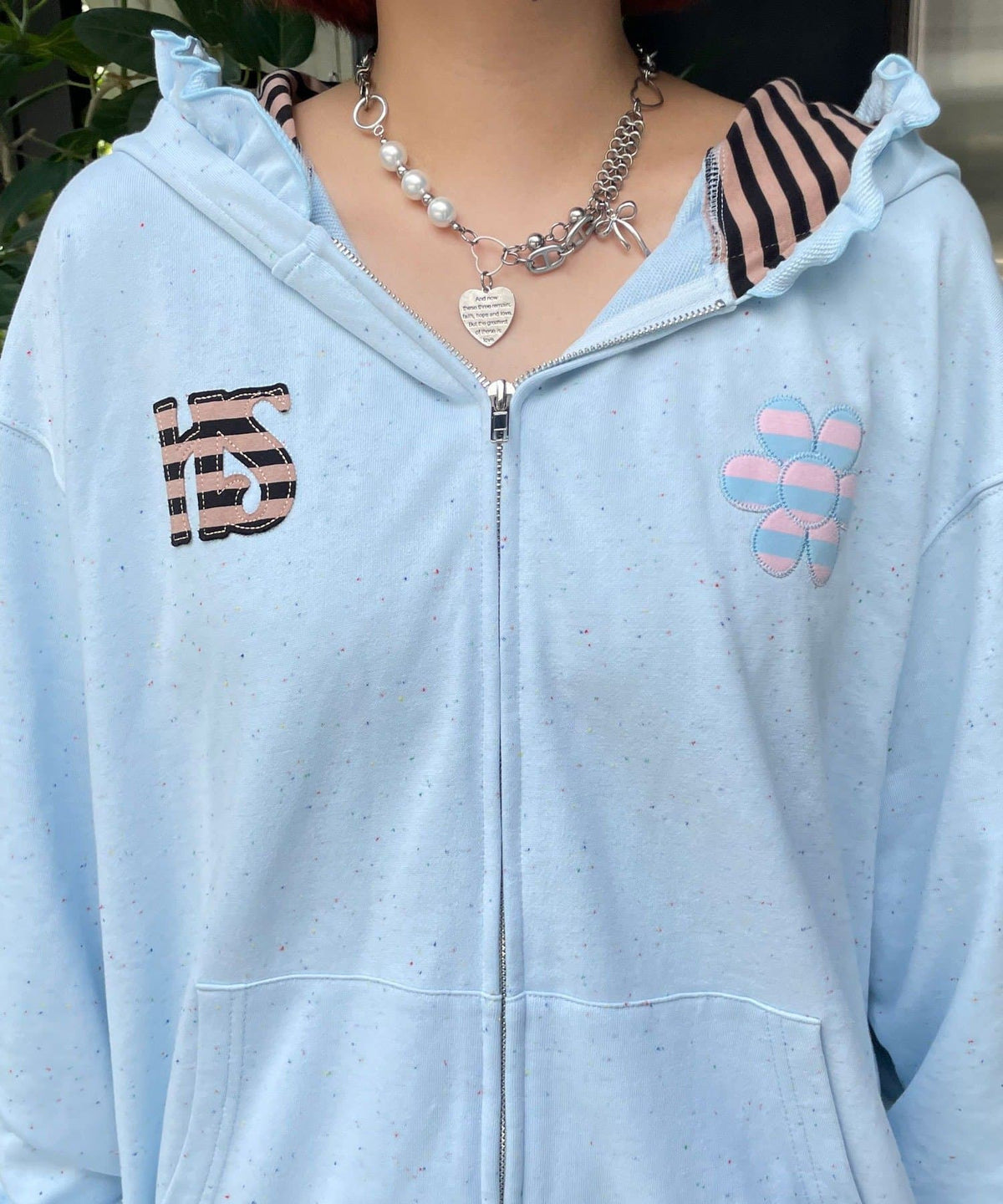 HELLO.SANFRANCISCO 橫紋Ruffle邊Double Zip Hoodie - Image 25