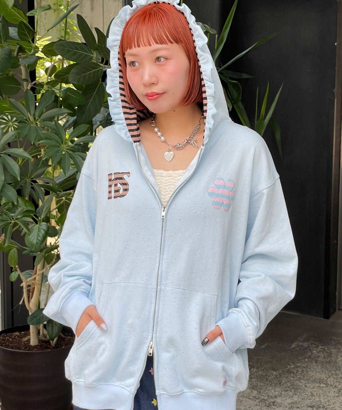 HELLO.SANFRANCISCO 橫紋Ruffle邊Double Zip Hoodie - Image 14