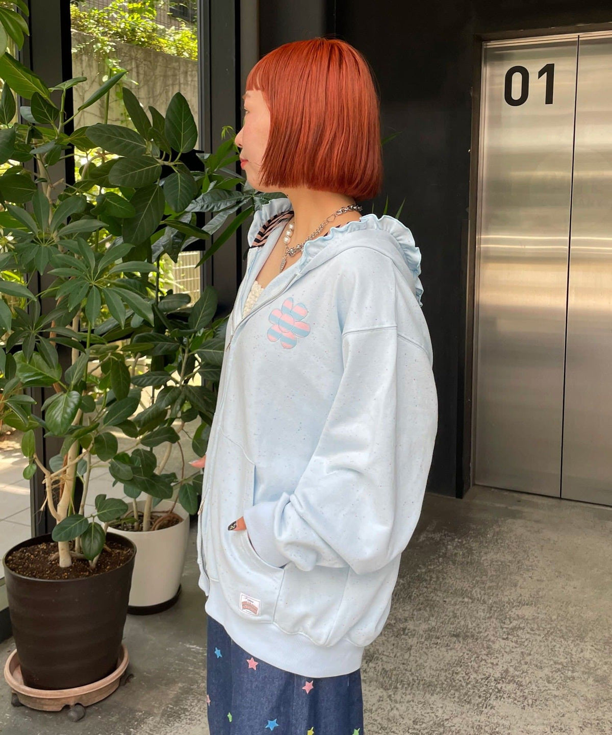 HELLO.SANFRANCISCO 橫紋Ruffle邊Double Zip Hoodie - Image 16