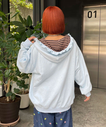 HELLO.SANFRANCISCO 橫紋Ruffle邊Double Zip Hoodie - Image 17
